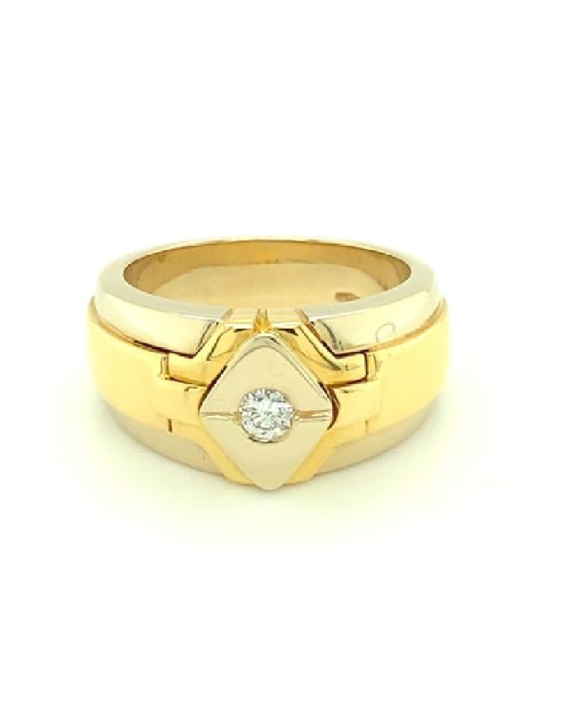 Diamonds 18 Kt Yellow Gold Men's Solitaire Diamond Ring, 0,15 CT Rings