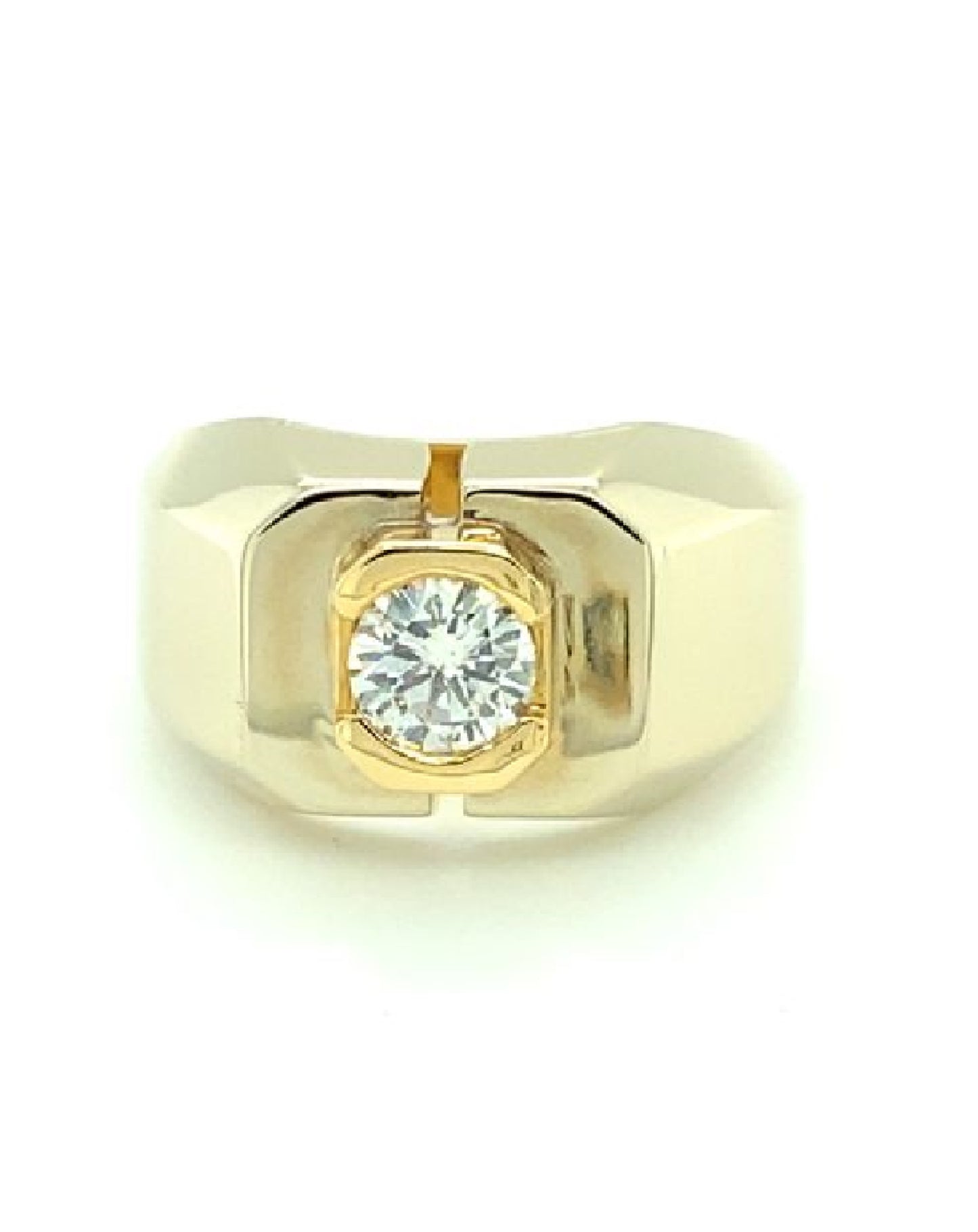 Diamonds 18 Kt Yellow Gold Solitaire Diamond Ring For Men Rings