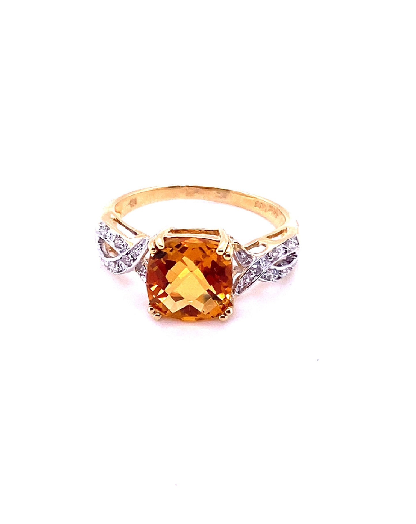 Diamonds Citrine Semi-Precious Radiant cut Diamond Ring Rings