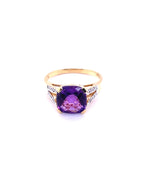 Diamonds Round Cut Amethyst Diamond Ring Rings