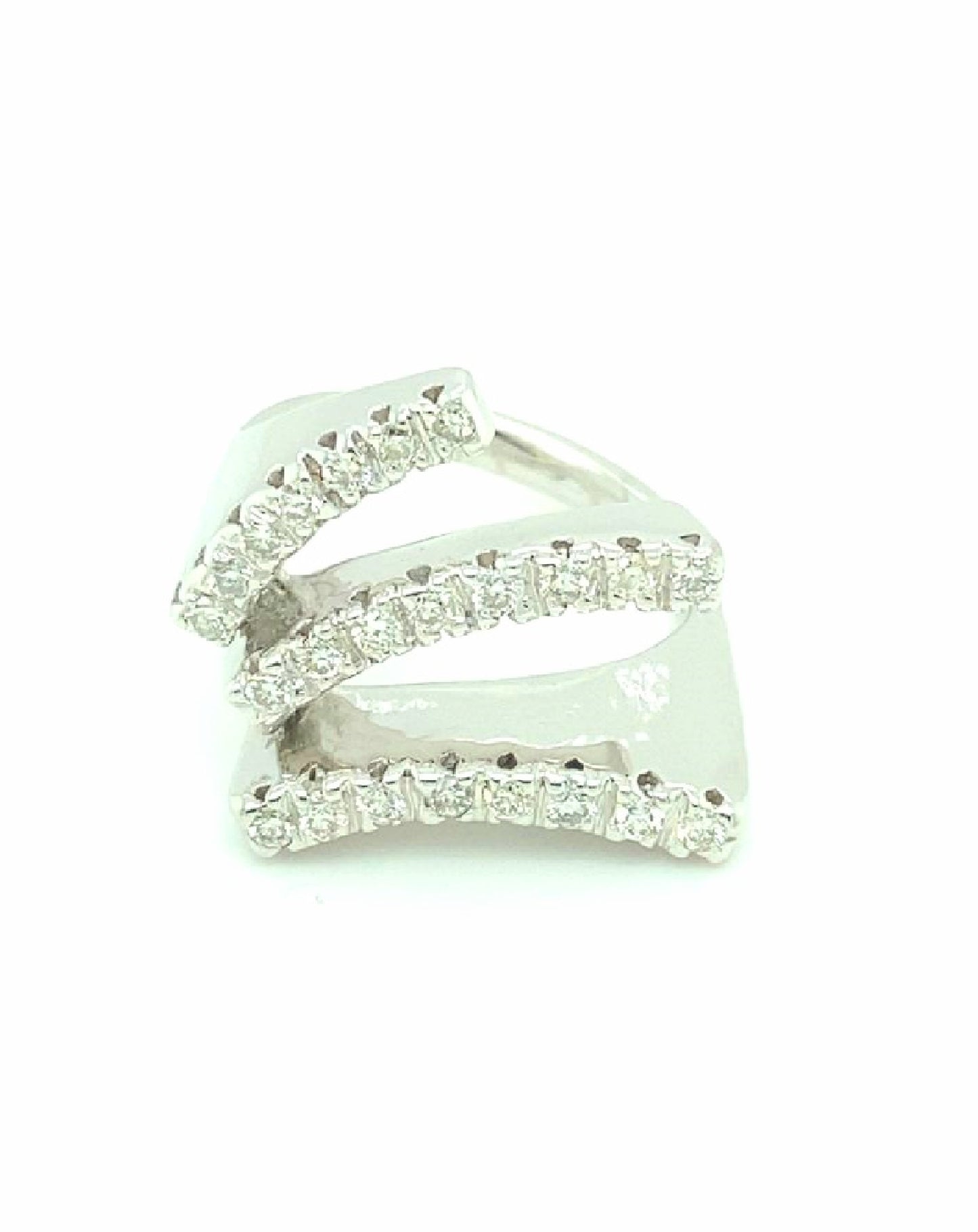 Diamonds 14Kt White Gold "E" Shape Diamond Ring Rings