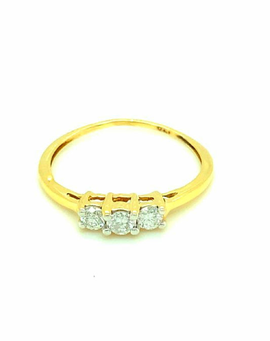 Diamonds 14 Kt Yellow Gold 3 Diamond Ring Rings