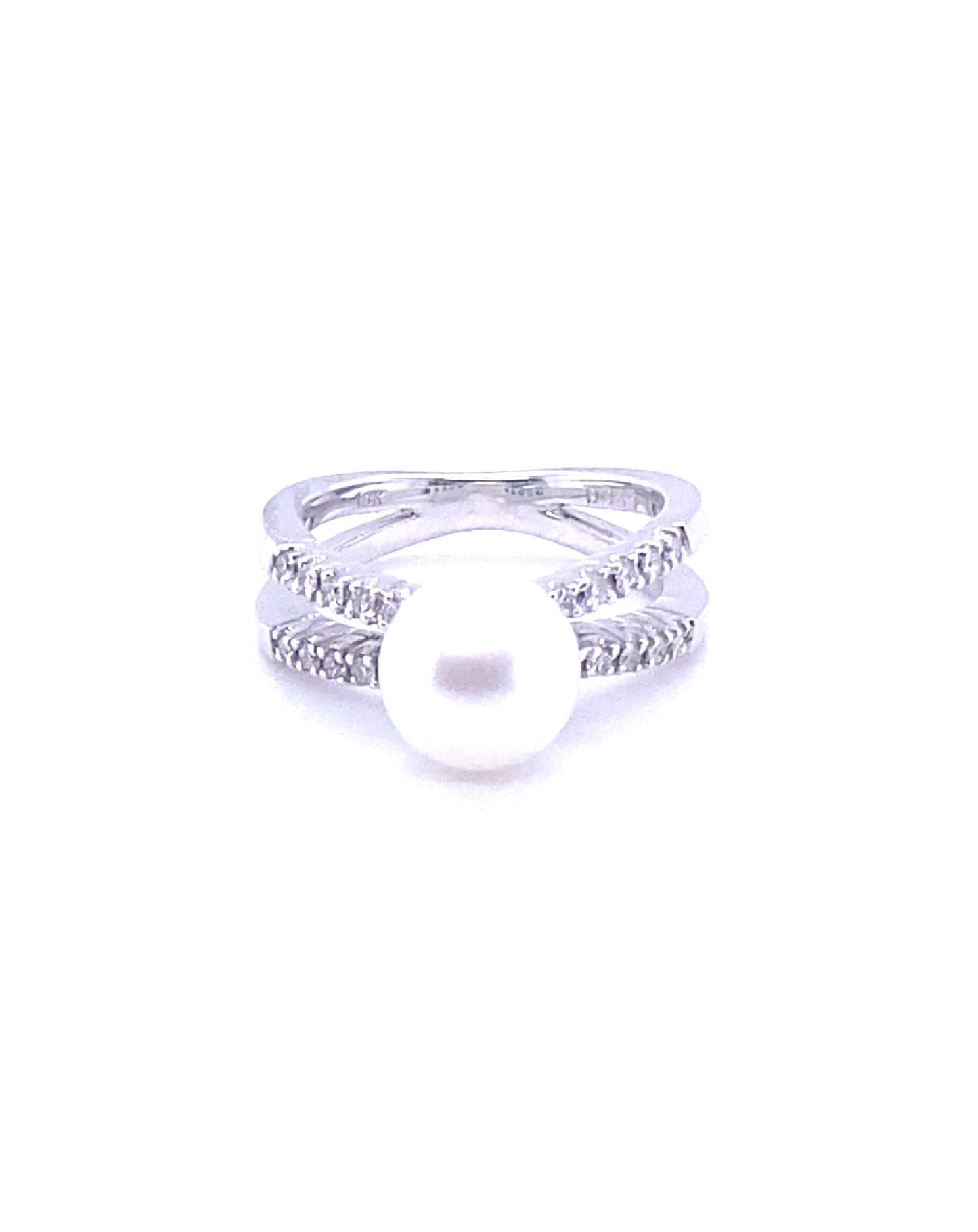 Diamonds White Pearl Semi-Precious Stone Diamond Ring Rings