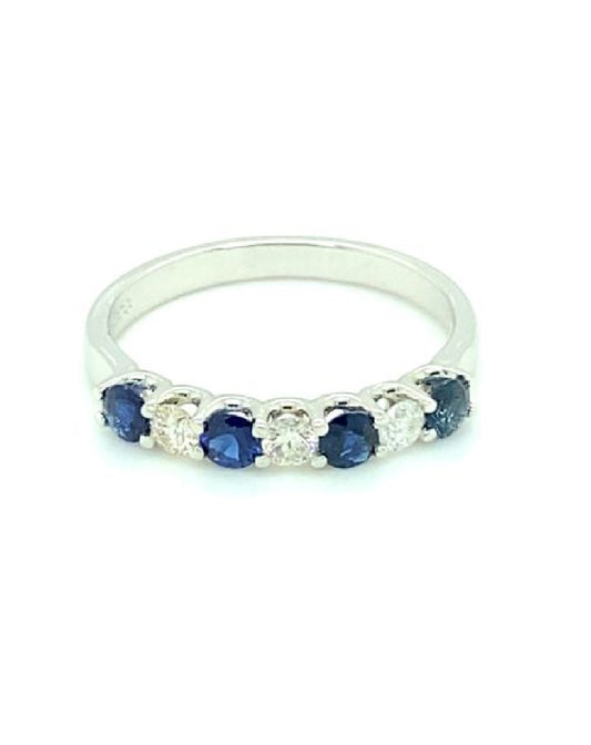 Diamonds Blue Sapphire Diamond Band, 0.50 CT+0.21 CT Rings