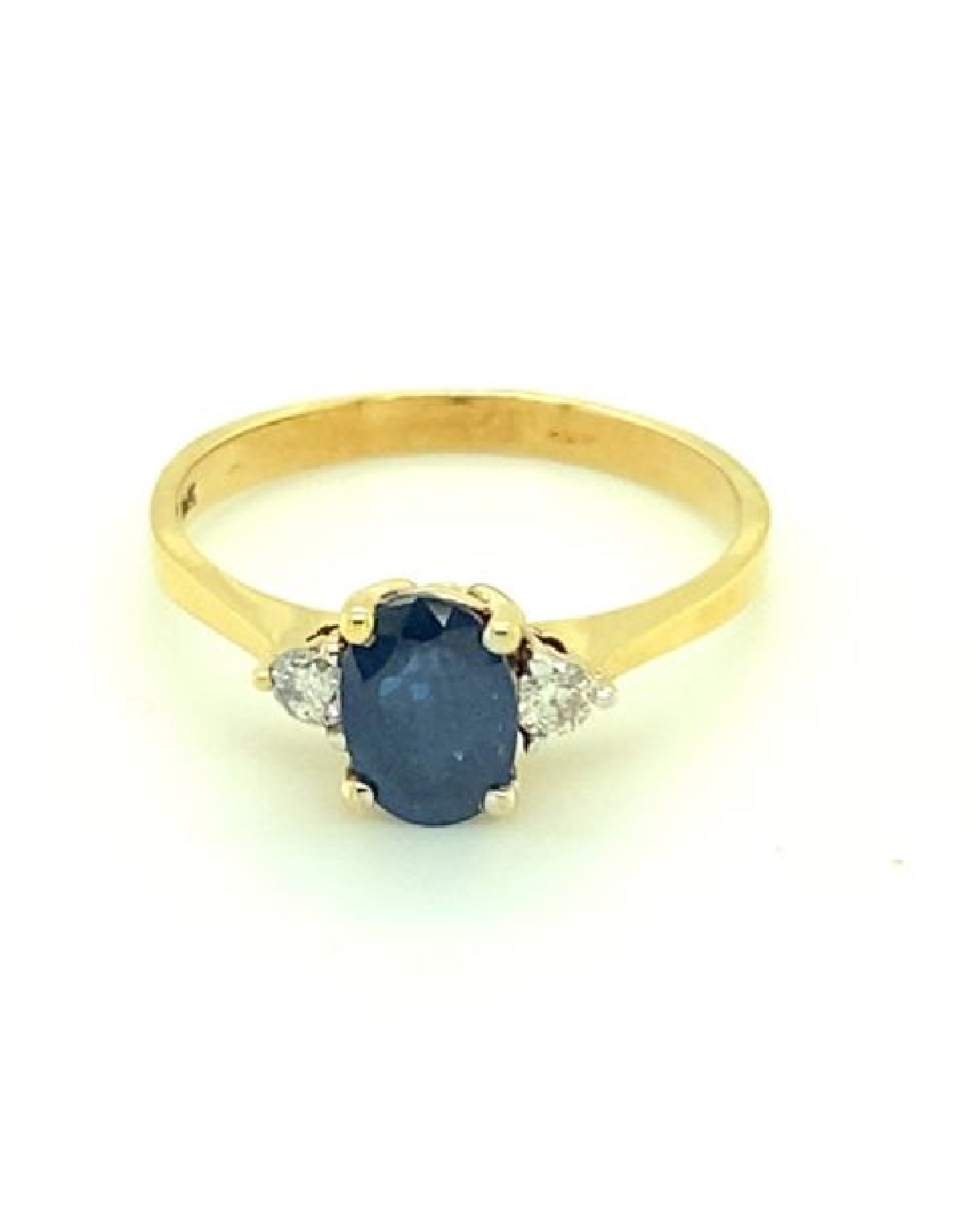 Diamonds Oval Blue Sapphire Engagement Diamond Ring, 0.90 CT+0.13 CT Rings