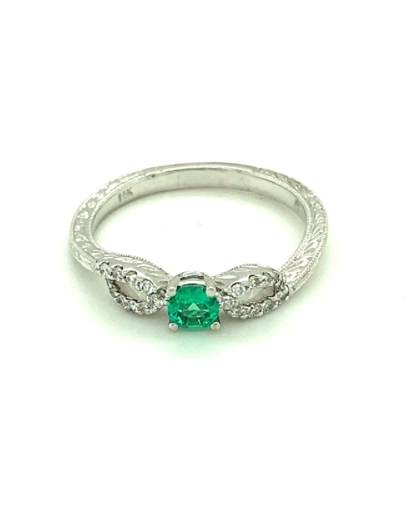Diamonds Twinkling Eye Emerald Diamond Ring, 0.16 CT + 0.14 CT Rings
