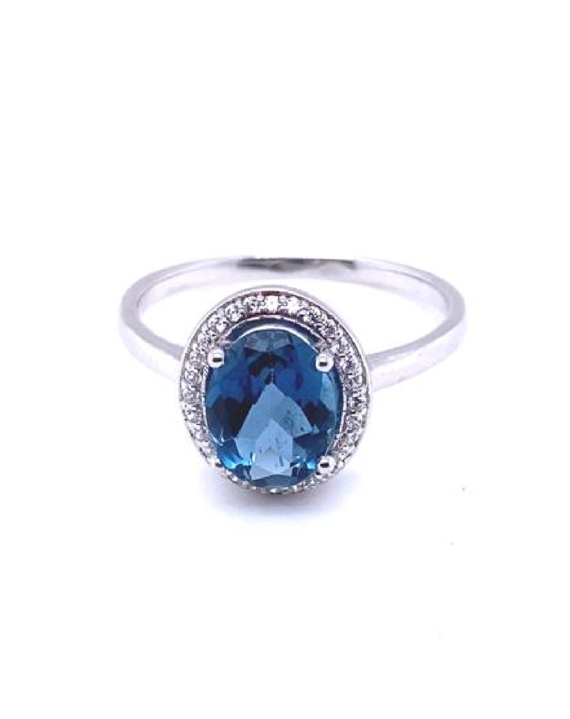 Gold 18 kt White Gold White & Blue Sapphires Ring Jewelry