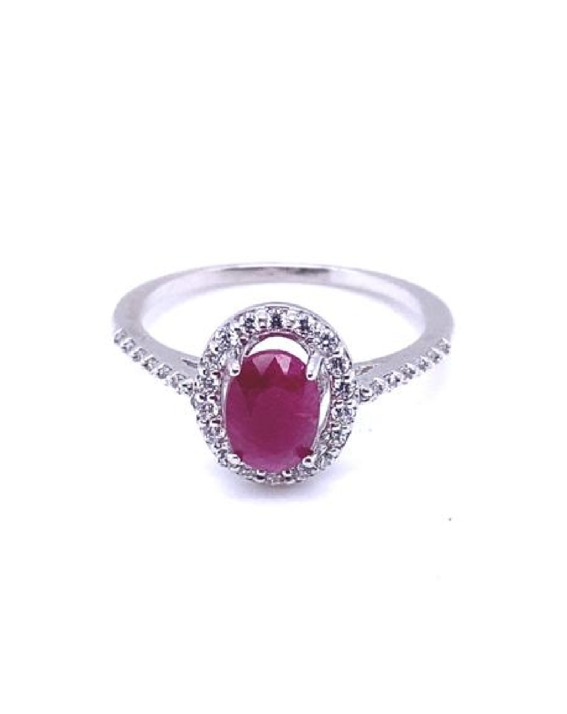 Gold 18 kt White Gold White & Red Sapphires Ring Jewelry