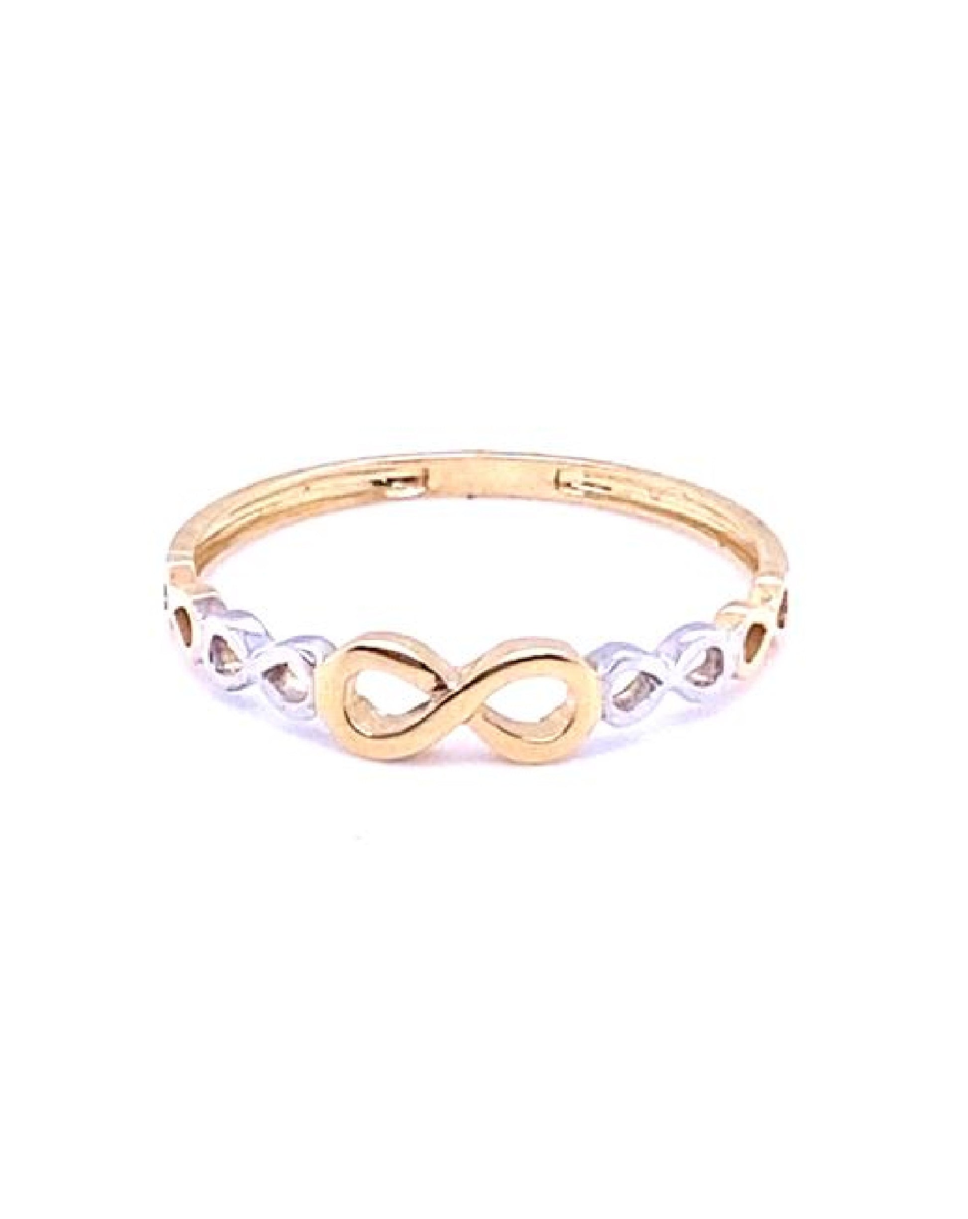 Gold 18KT Yellow Gold/White Gold 2 Tone White Sapphire Infinity Ring Jewelry