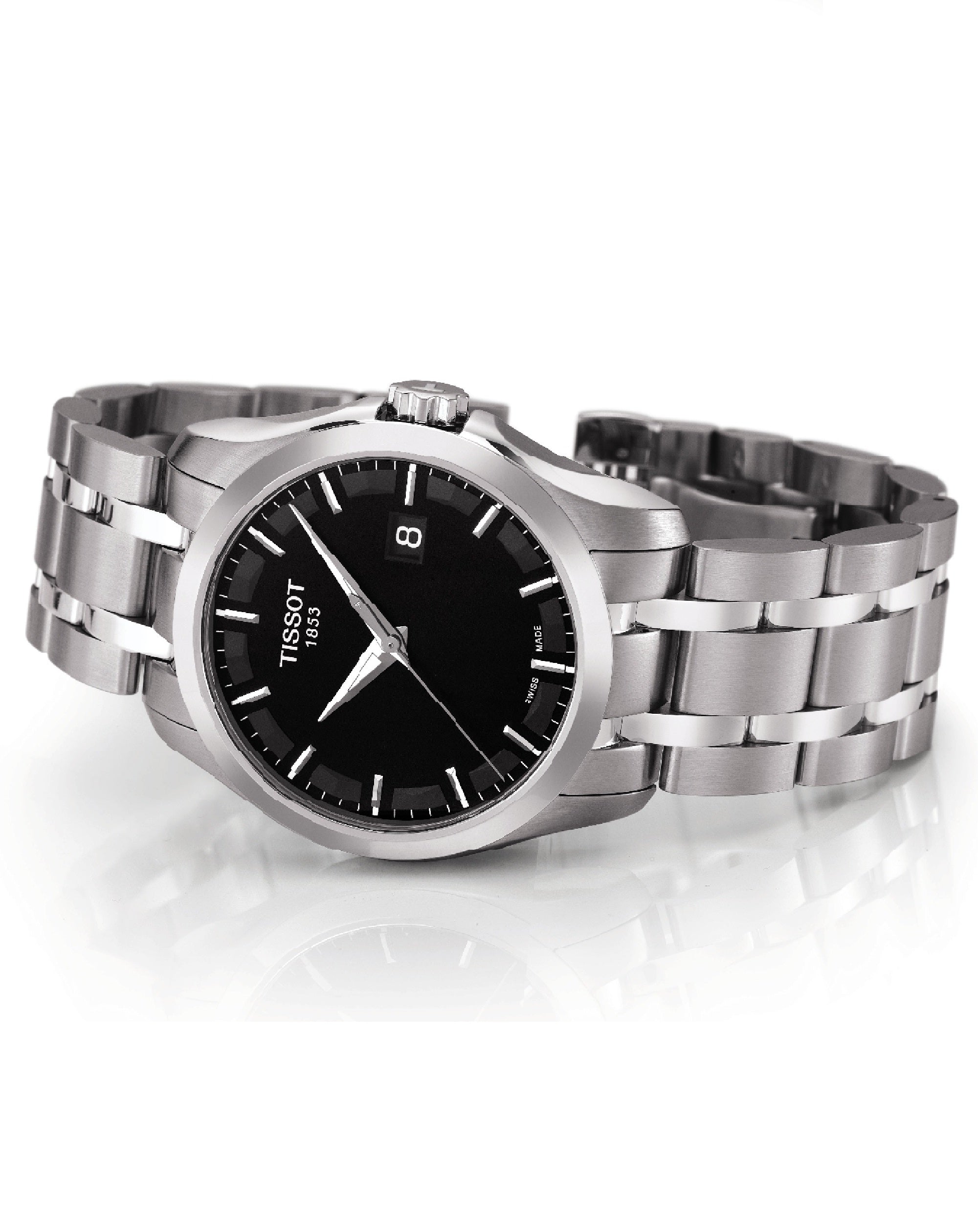 TISSOT COUTURIER BLACKDIAL STAINLESSSTEEL BRACELET T035.410.11