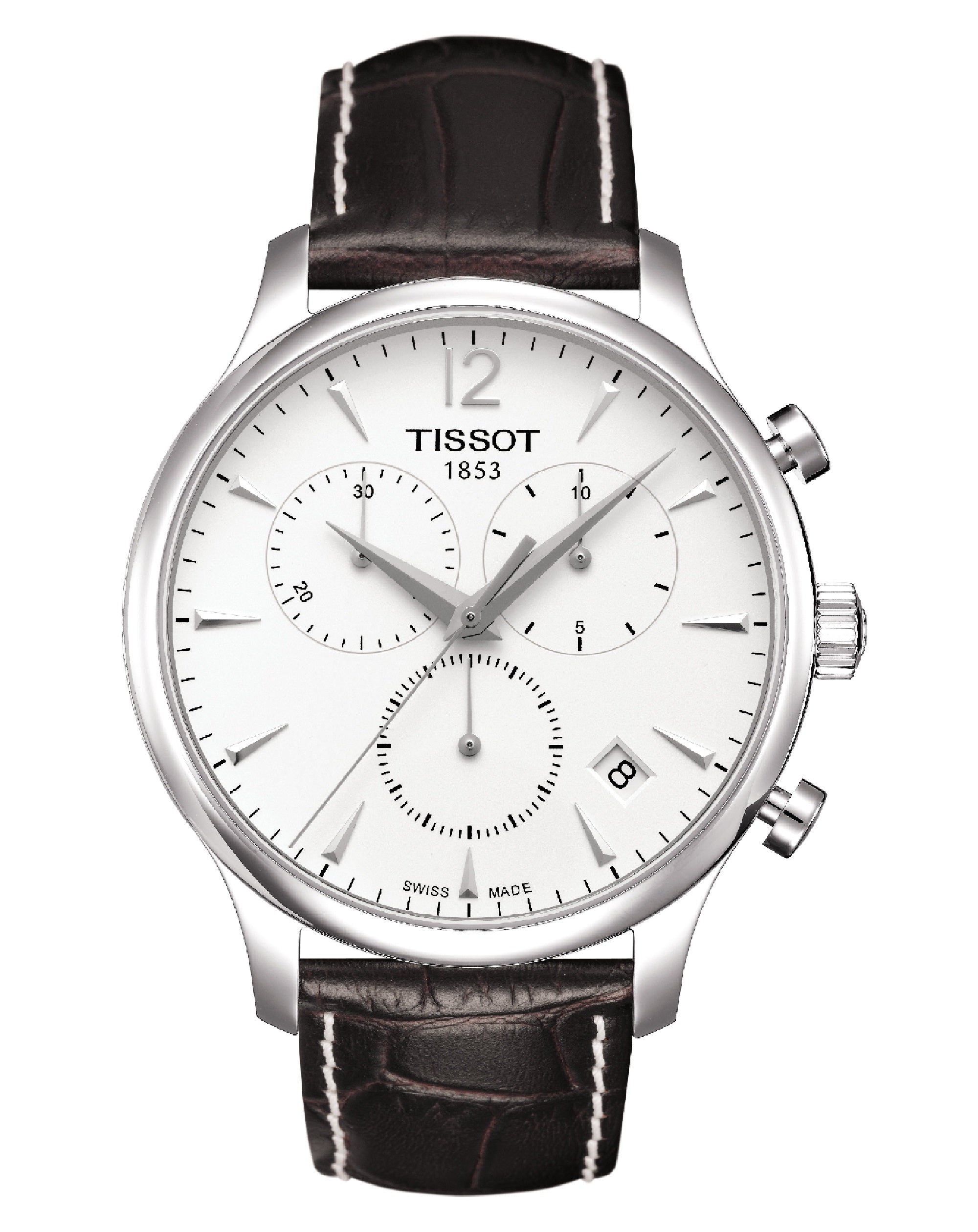 T063.617.16.037.00 Tissot Tradition SILVER Dial BROWN Leather Strap