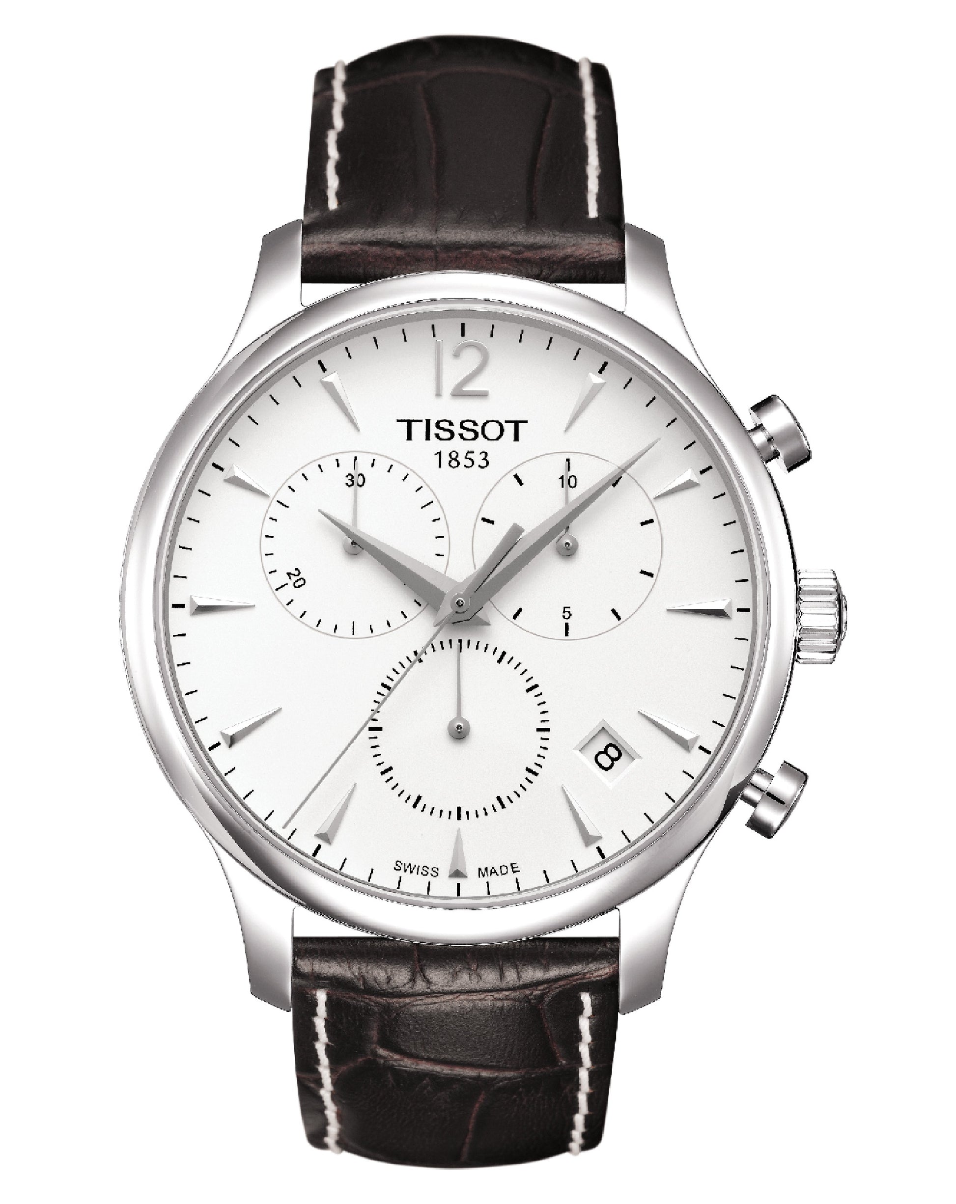 Tissot T063.617.16.037.00 Tissot Tradition SILVER Dial BROWN Leather Strap Watch