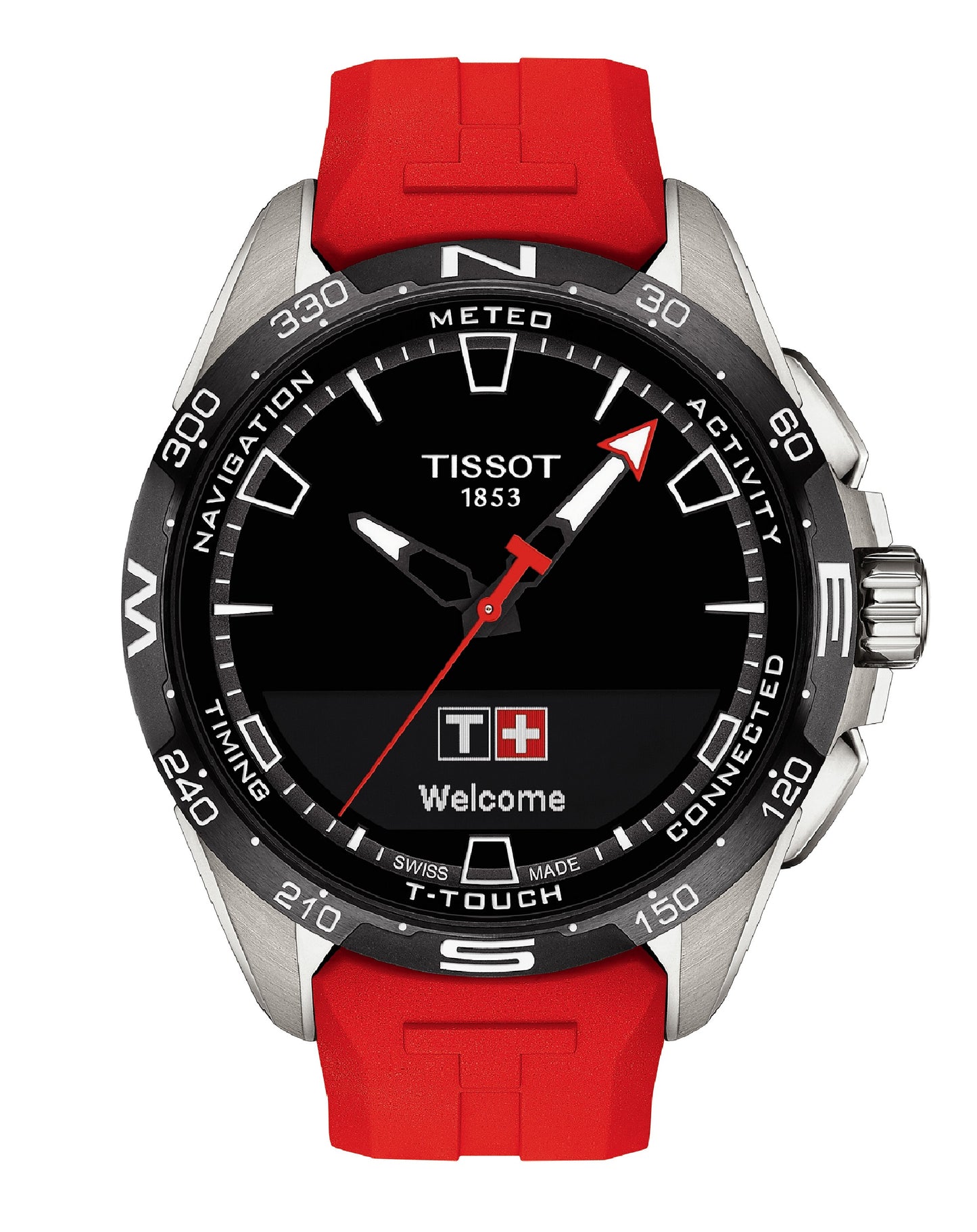 Tissot T121.420.47.051.01 Tissot T-Touch Connect Solar Black Indexes Red Strap Watch