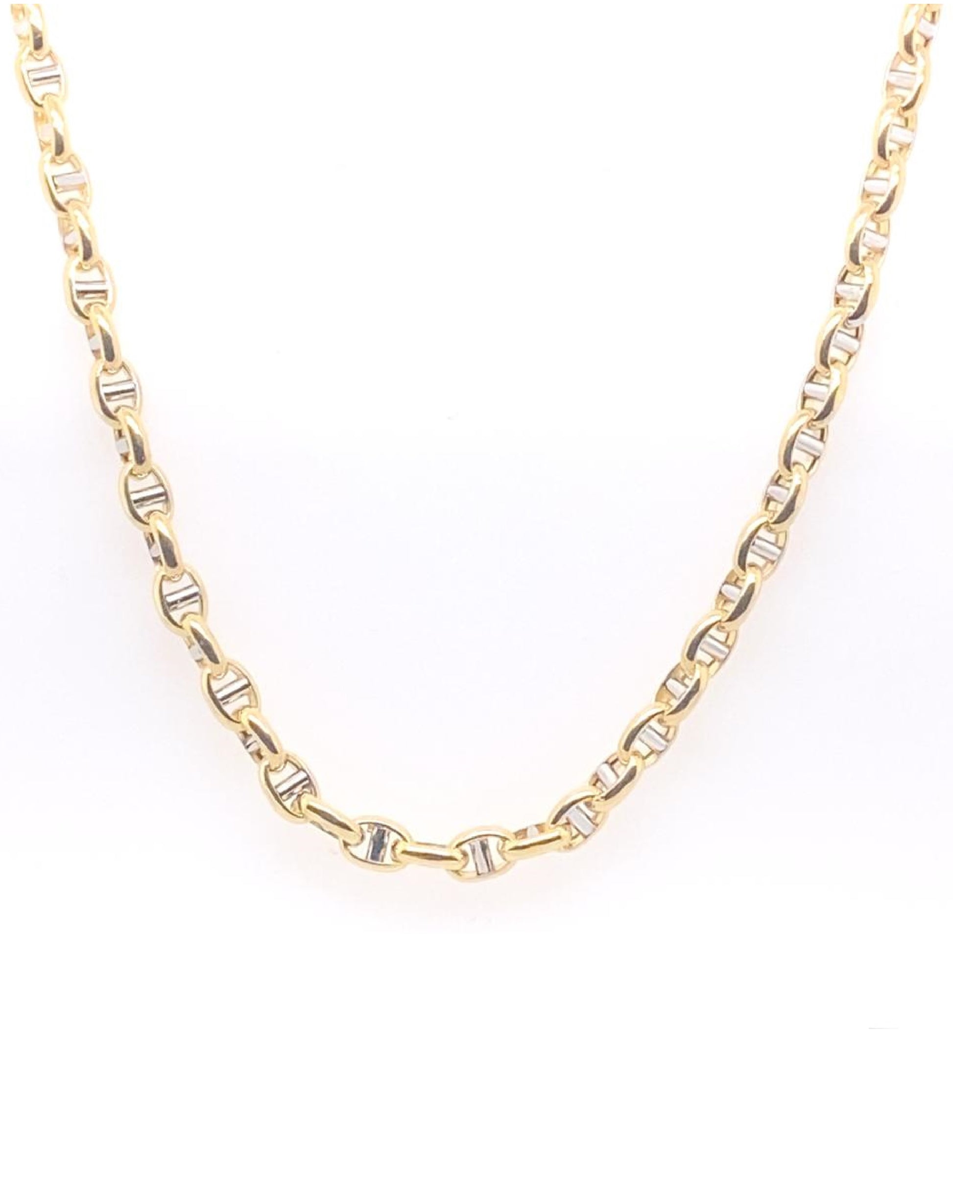 Gold 18 kt Yellow/White Two - Tone Gold Links Chain 60Cms 750mls Jewelry