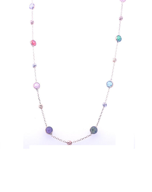 Gold 18 Kt White Gold Chain With Semi-precious Stones Jewelry