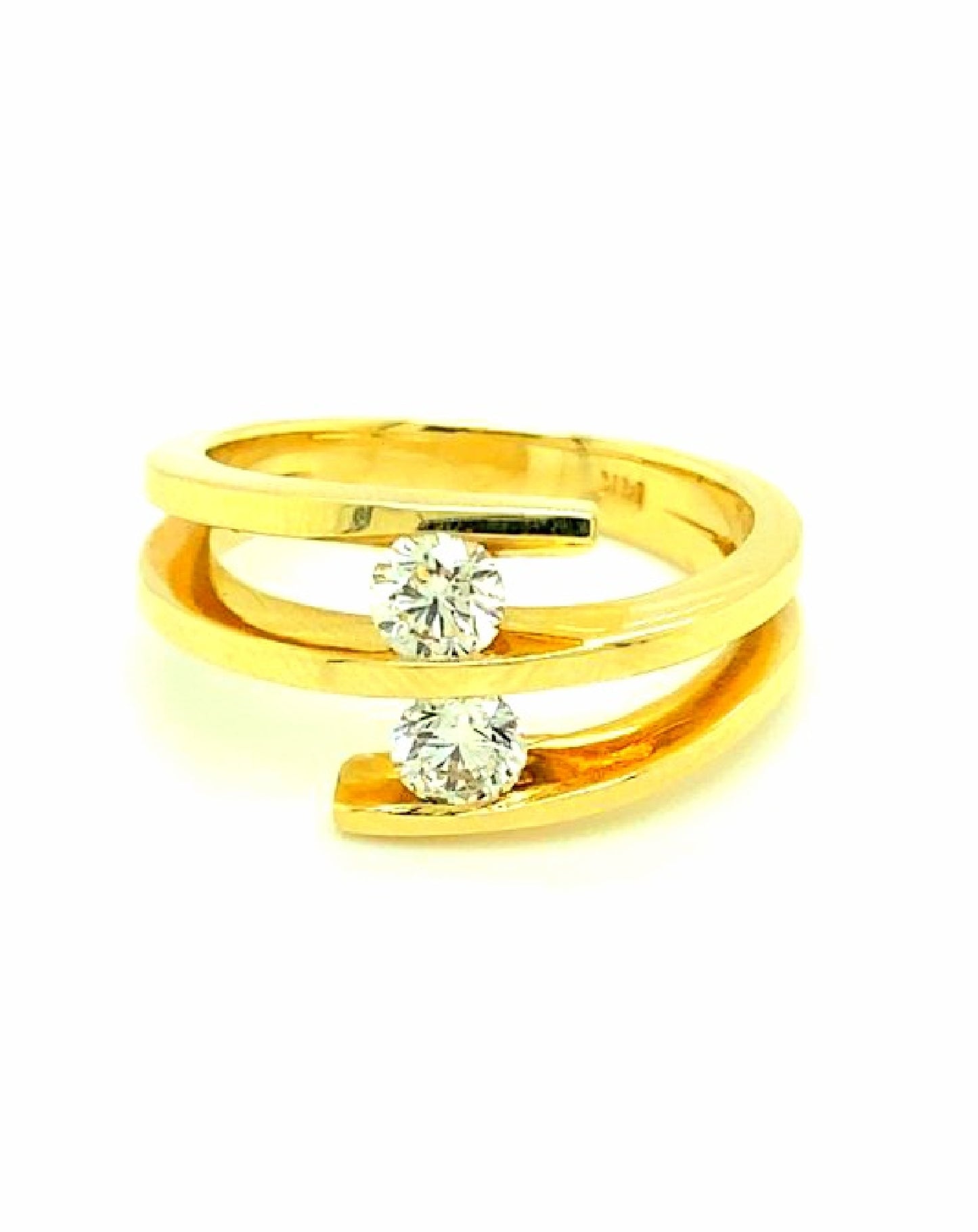 Diamonds 14 Kt Yellow Gold Up & Down Diamond Ring Rings