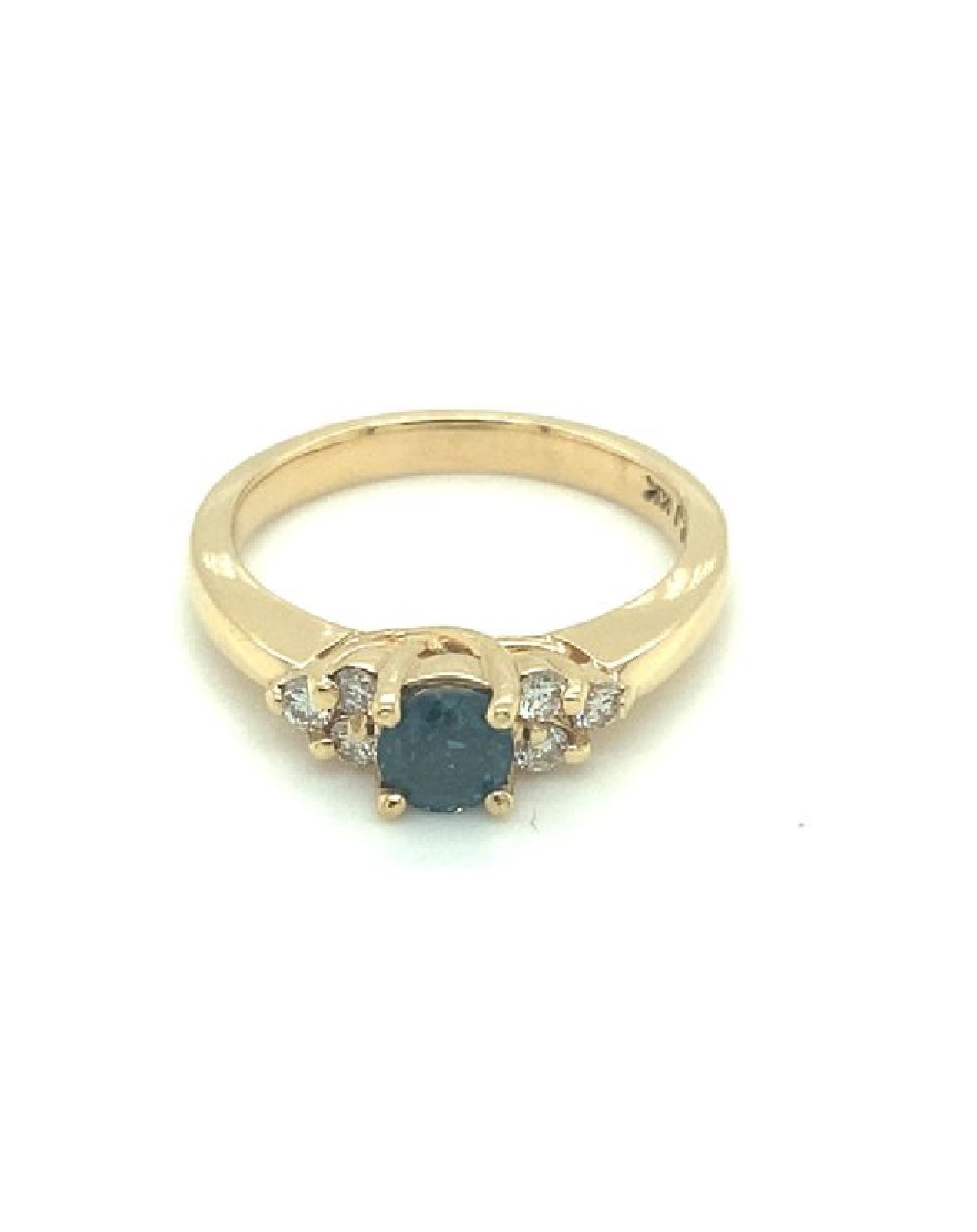 Diamonds 14 Kt Yellow Gold Blue Sapphire Engagement Diamond Ring Rings