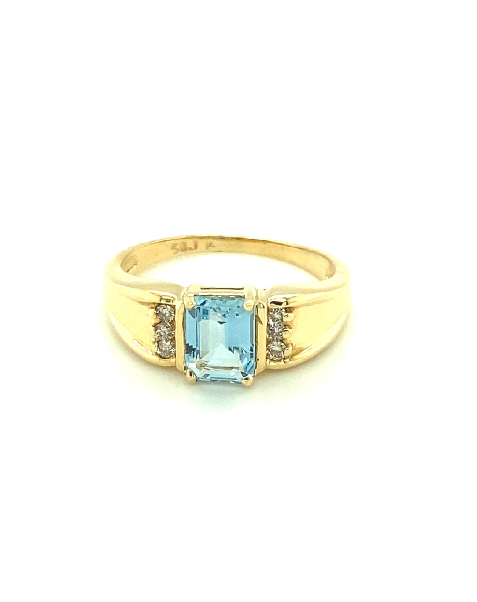 Diamonds Aquamarine Emerald Cut Diamond Ring Rings