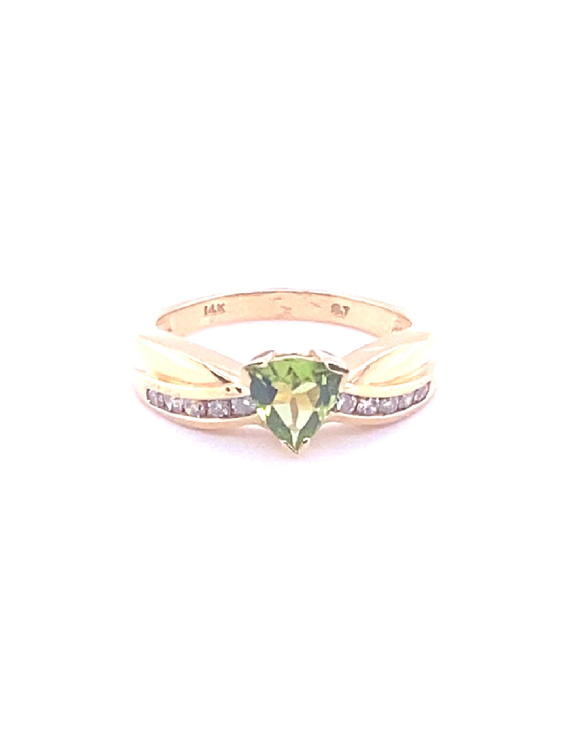 Diamonds Peridot Pear Cut Semi-Precious Diamond Ring Rings