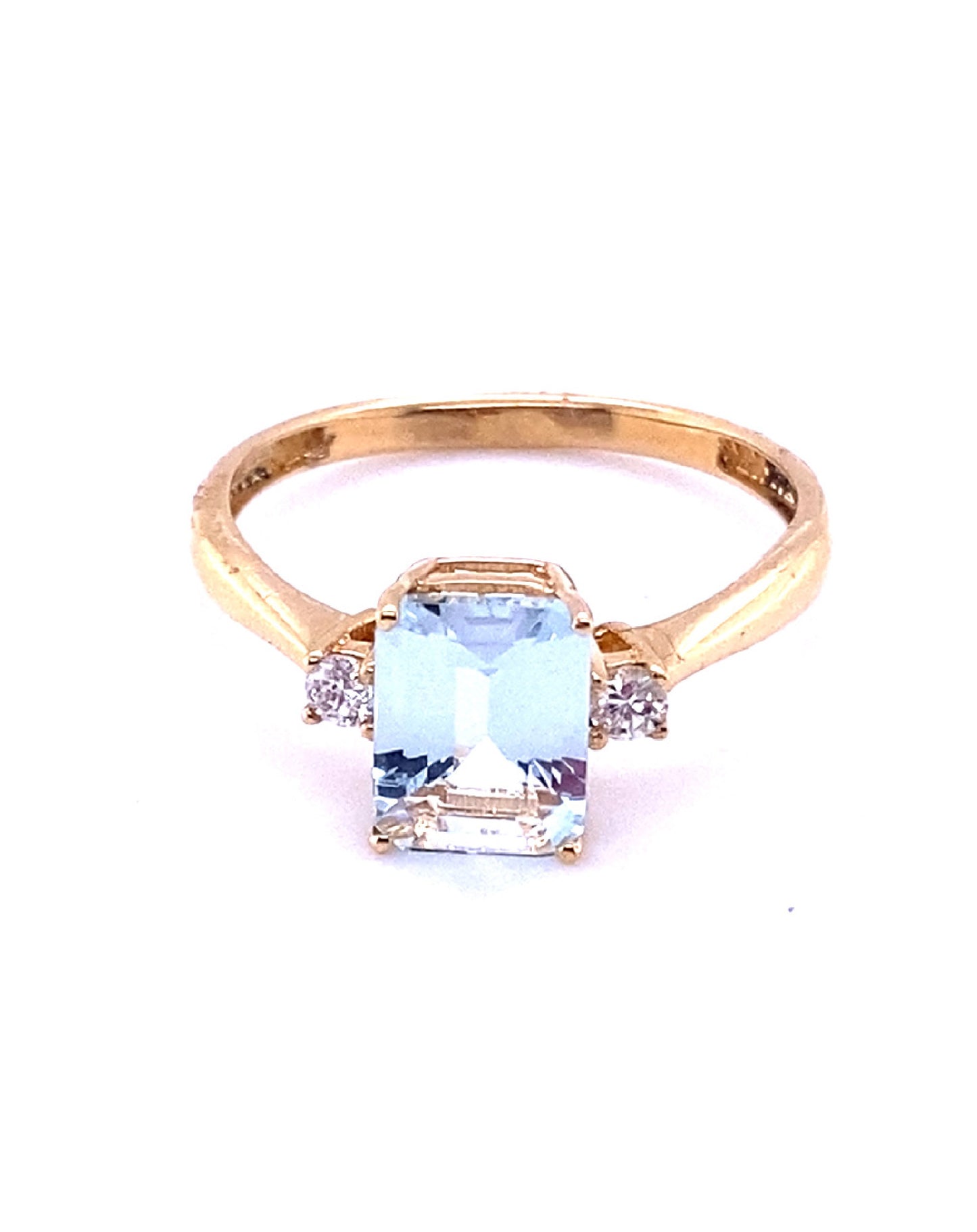 Diamonds 18 Kt White Gold Aquamarine Diamond Ring Rings