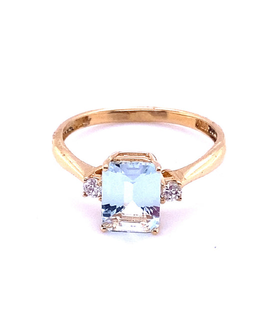 Diamonds 18 Kt White Gold Aquamarine Diamond Ring Rings