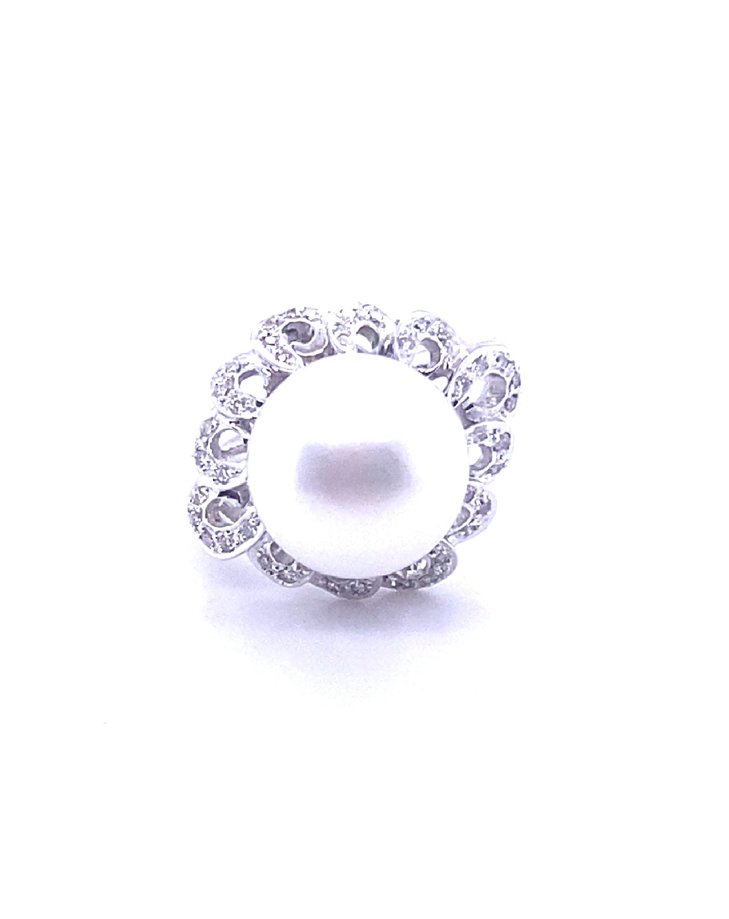 Diamonds White Pearl Semi-Precious Stone FLORAL Diamond Ring Rings