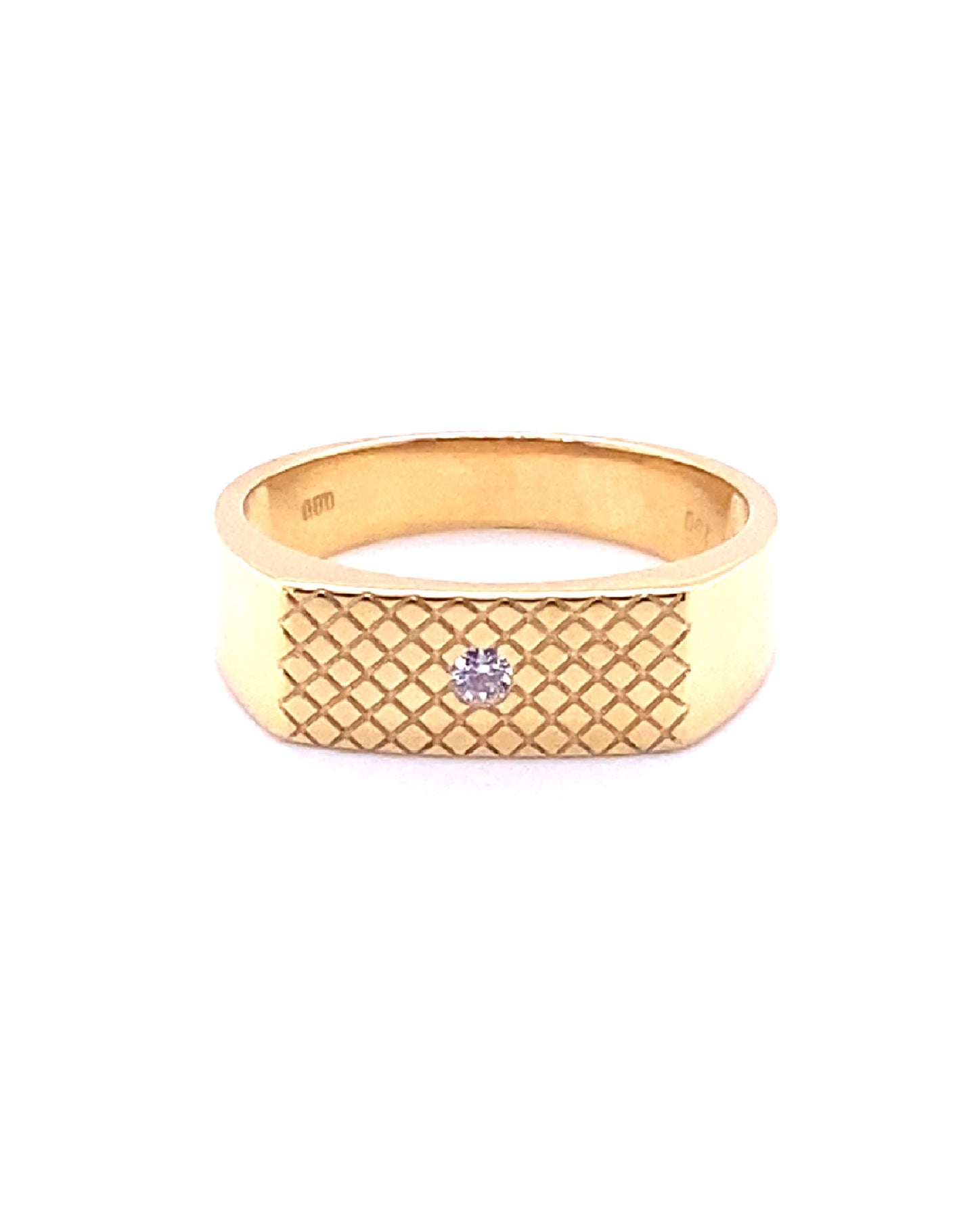 Diamonds Yellow Gold 1 Diamond Ring,0.06 CT Rings