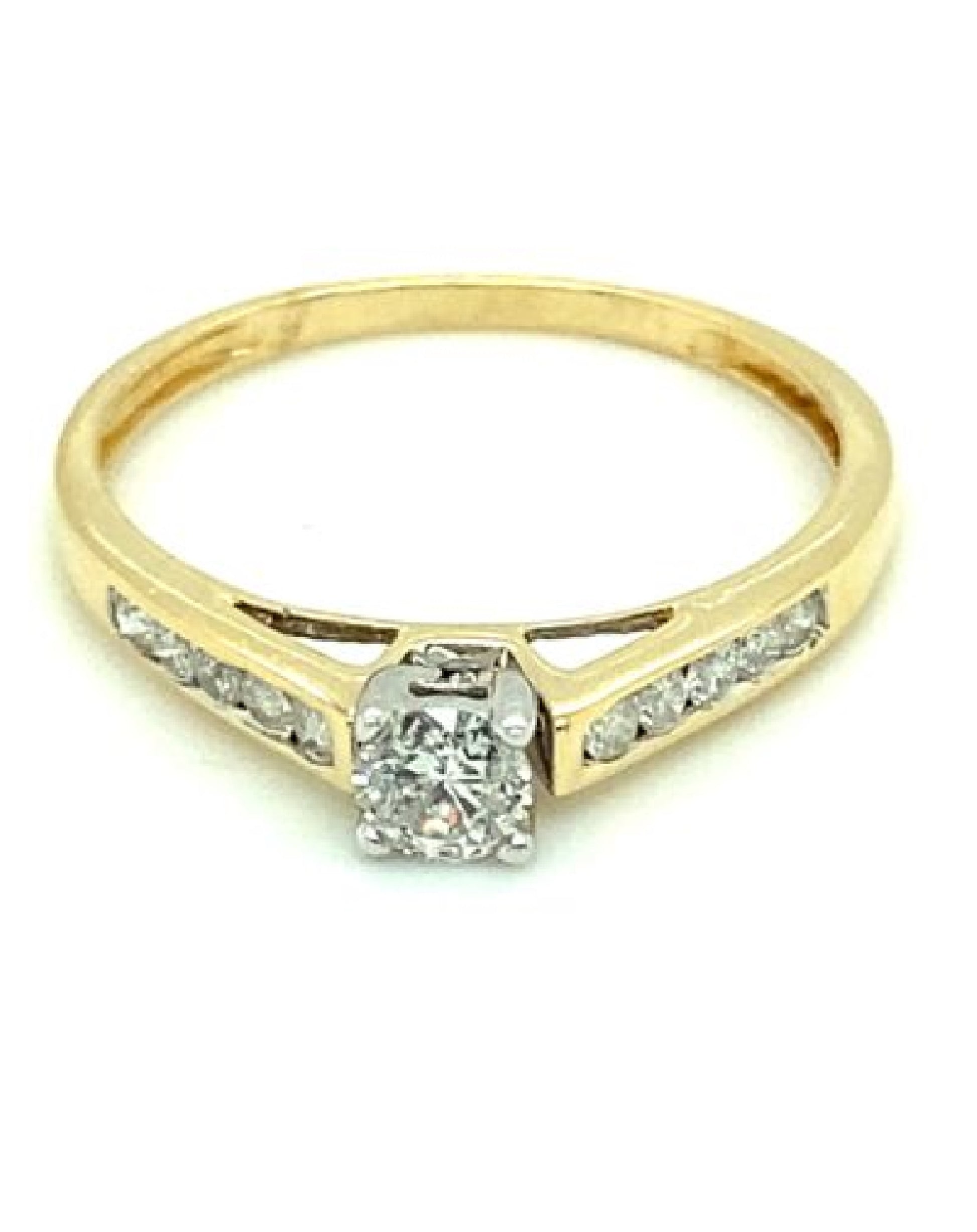 Diamonds 14 Kt Yellow Gold Solitaire Engagement Diamond Ring Rings