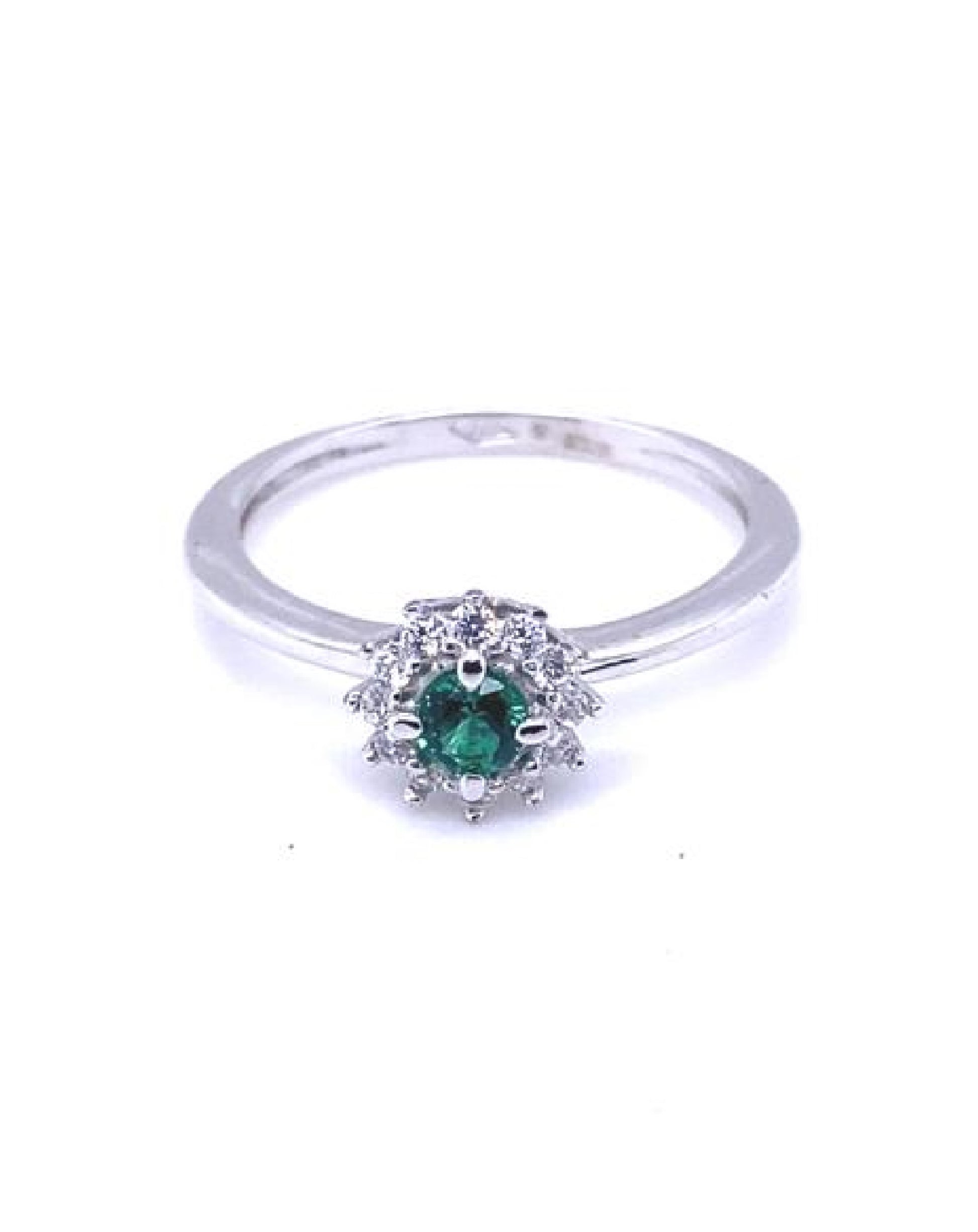 Gold 18 kt White Gold White & Green Sapphires Ring Jewelry