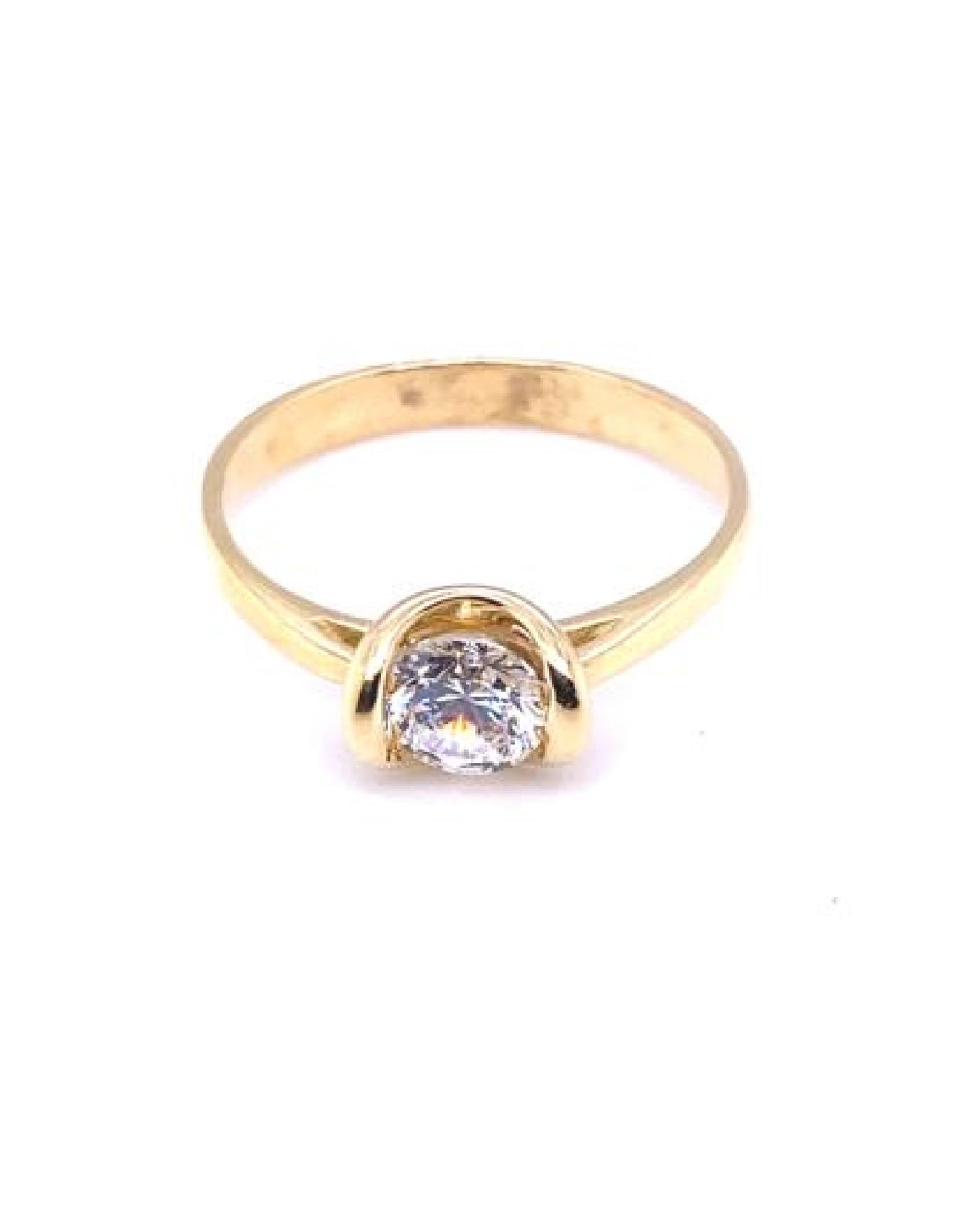 Gold 18 kt Yellow Gold Ring With White Sapphires Ladies Jewelry